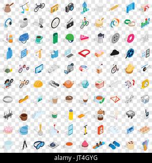 100 tools icons set, isometric 3d style Stock Vector