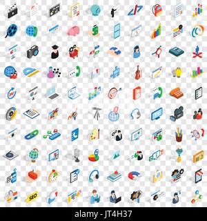 100 training icons set, isometric 3d style Stock Vector