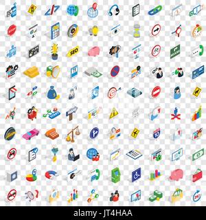 100 usable icons set, isometric 3d style Stock Vector