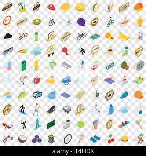 100 victory and awards icons set, isometric style Stock Vector