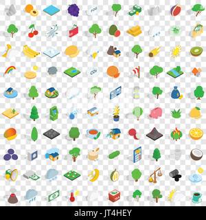 100 vital icons set, isometric 3d style Stock Vector