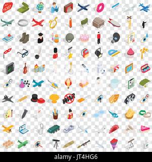 100 vocation icons set, isometric 3d style Stock Vector