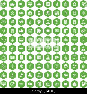 100 coherence icons hexagon green Stock Vector
