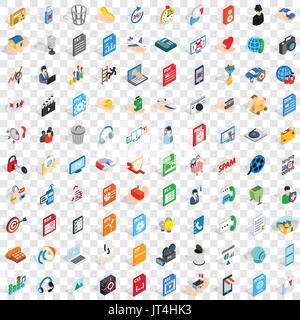 100 webdesign icons set, isometric 3d style Stock Vector