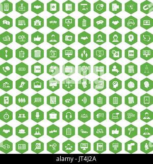 100 discussion icons hexagon green Stock Vector