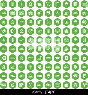 100 dispatcher icons hexagon green Stock Vector
