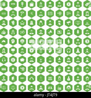 100 headhunter icons hexagon green Stock Vector