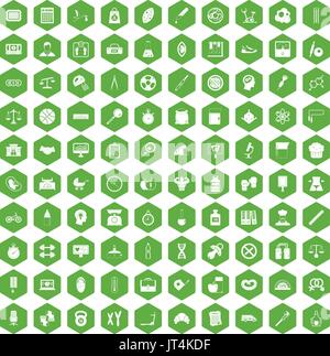 100 libra icons hexagon green Stock Vector
