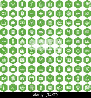 100 loans icons hexagon green Stock Vector