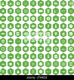 100 logotype icons hexagon green Stock Vector