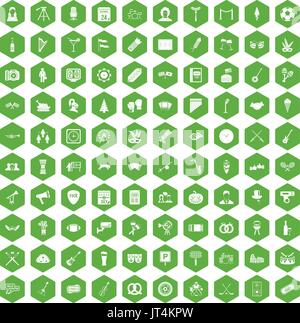 100 meeting icons hexagon green Stock Vector