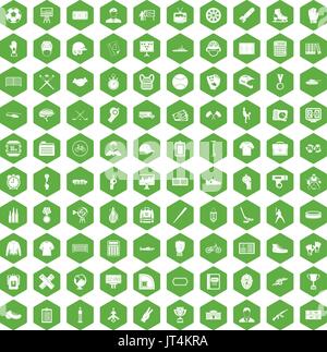 100 mens team icons hexagon green Stock Vector
