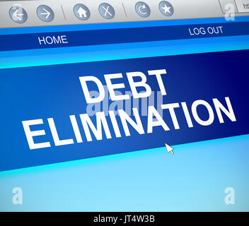 3d Illustration depicting a computer screen capture with a debt elimination concept. Stock Photo
