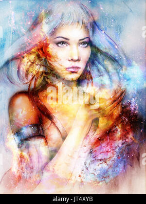 Goddess Woman in Cosmic space. Cosmic Space background Stock Photo - Alamy