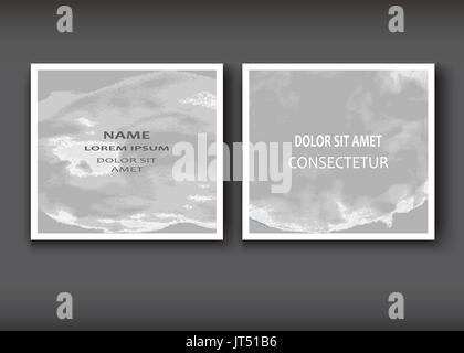 White grey gradient Watercolor explosion shape artistic covers design set. Decorative texture paint fluid colors backgrounds. Trendy template vector i Stock Vector