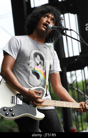 Reggie Youngblood Black Kids performing 2008 Lollapalooza Music Festival Grant Park Chicago. Stock Photo