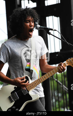 Reggie Youngblood Black Kids performing 2008 Lollapalooza Music Festival Grant Park Chicago. Stock Photo