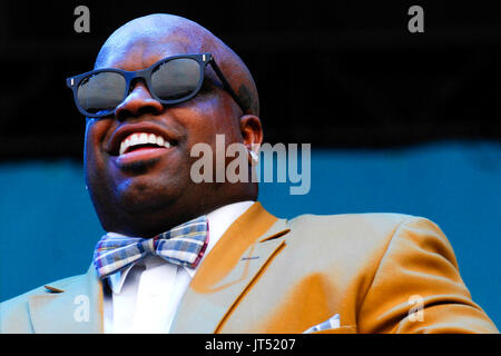 Cee-Lo Gnarls Barkley performing 2008 Lollapalooza Music Festival Grant Park Chicago. Stock Photo