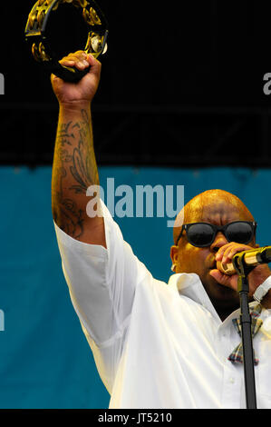 Cee-Lo Gnarls Barkley performing 2008 Lollapalooza Music Festival Grant Park Chicago. Stock Photo