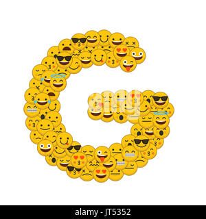 Emoji smiley characters capital letter G Stock Photo