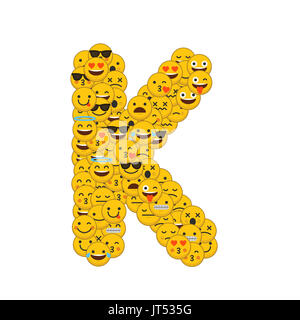 Emoji smiley characters capital letter K Stock Photo