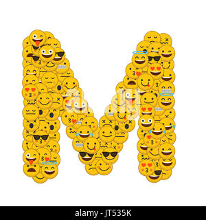 Emoji smiley characters capital letter M Stock Photo