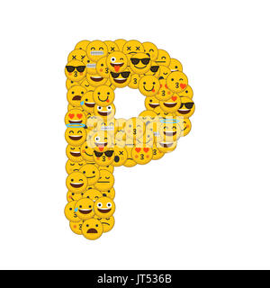 Emoji smiley characters capital letter P Stock Photo