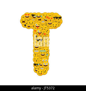 Emoji smiley characters capital letter T Stock Photo