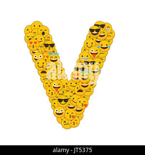 Emoji smiley characters capital letter V Stock Photo