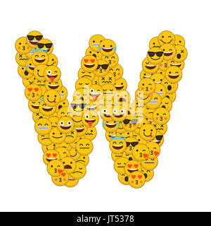 Emoji smiley characters capital letter W Stock Photo