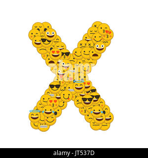 Emoji smiley characters capital letter X Stock Photo