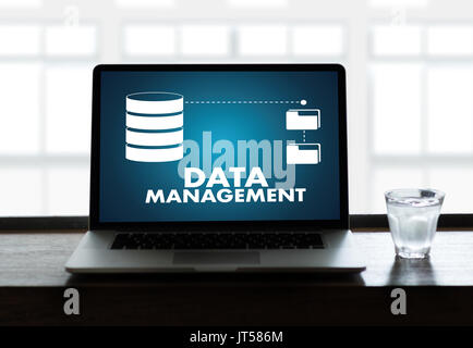 DATA MANAGEMENT File Database Cloud Network technology concept Stock Photo