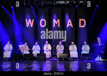 Noureddine Kourchid and the Whirling Dervishes of Damascus performing at the WOMAD Festival, Charlton Park, Malmesbury, Wiltshire, England, July 30, 2 Stock Photo