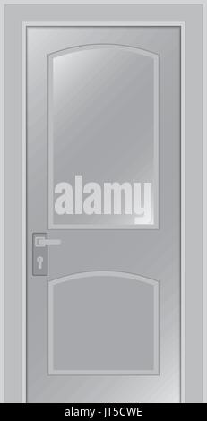 White door isolated on white photo-realistic vector illustration Stock Vector