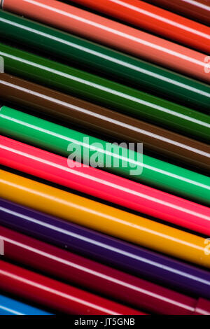Close-up view of colorful felt tip pens set texture Stock Photo