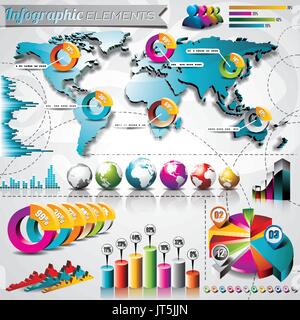 World map with infographic elements, vector illustration Stock Vector ...