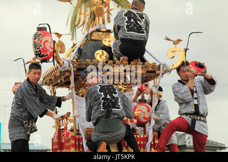 Japan, Shimodate, Gion Matsuri, festival, people, Mikoshi, portable shrine, Stock Photo