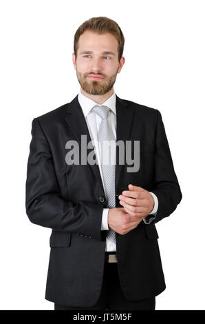 Portrait of young businessman standing in studio, isolated on white concept Stock Photo