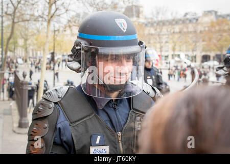 French Police Nationale In Riot Gear Outside A Public Building In Stock ...