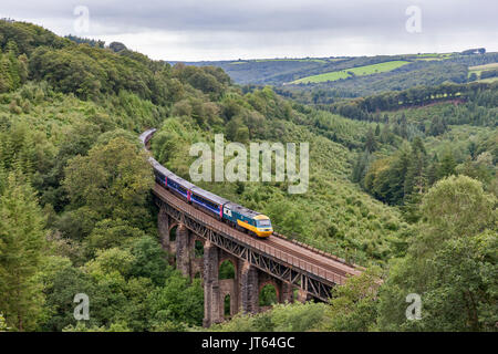 Sir Keith Grange 43002 Powering Over Largin Viaduct Stock Photo