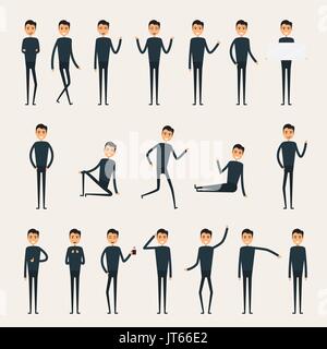 Male character creation set.Business man characters.Set of a guy in different poses.Characters for your project.Build your own design.Cartoon flat sty Stock Vector