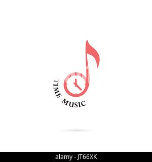 Musical note sign and clock icon vector logo design template.Design for greeting Card,Poster,Flyer,Cover,Brochure,Abstract background.Vector illustrat Stock Vector