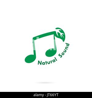 Green leaves icon with Musical note vector logo design template.Green Music Template Design.Natural Sound concept.Design for greeting Card,Poster,Flye Stock Vector