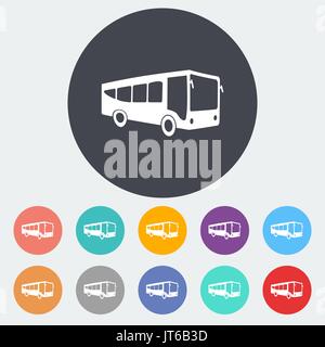 Bus. Single flat icon on the circle. Vector illustration. Stock Vector