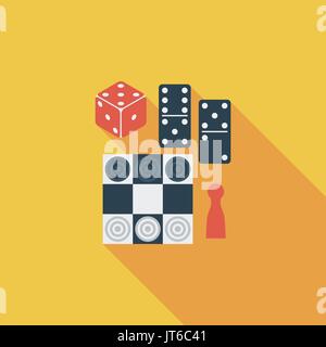 Table games icon. Flat vector related icon with long shadow for web and mobile applications. It can be used as - logo, pictogram, icon, infographic el Stock Vector
