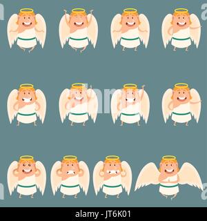 Set of angel cartoon icons Stock Vector