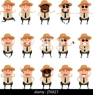 Set of flat police men icons Stock Vector