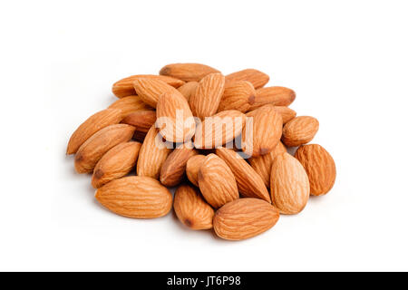 Almond nuts on isolated white background Stock Photo