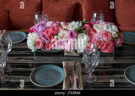 Beautifully served table in restaurant Stock Photo