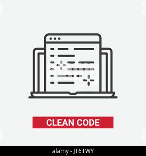 Clean Code - modern single vector line design icon. Stock Vector